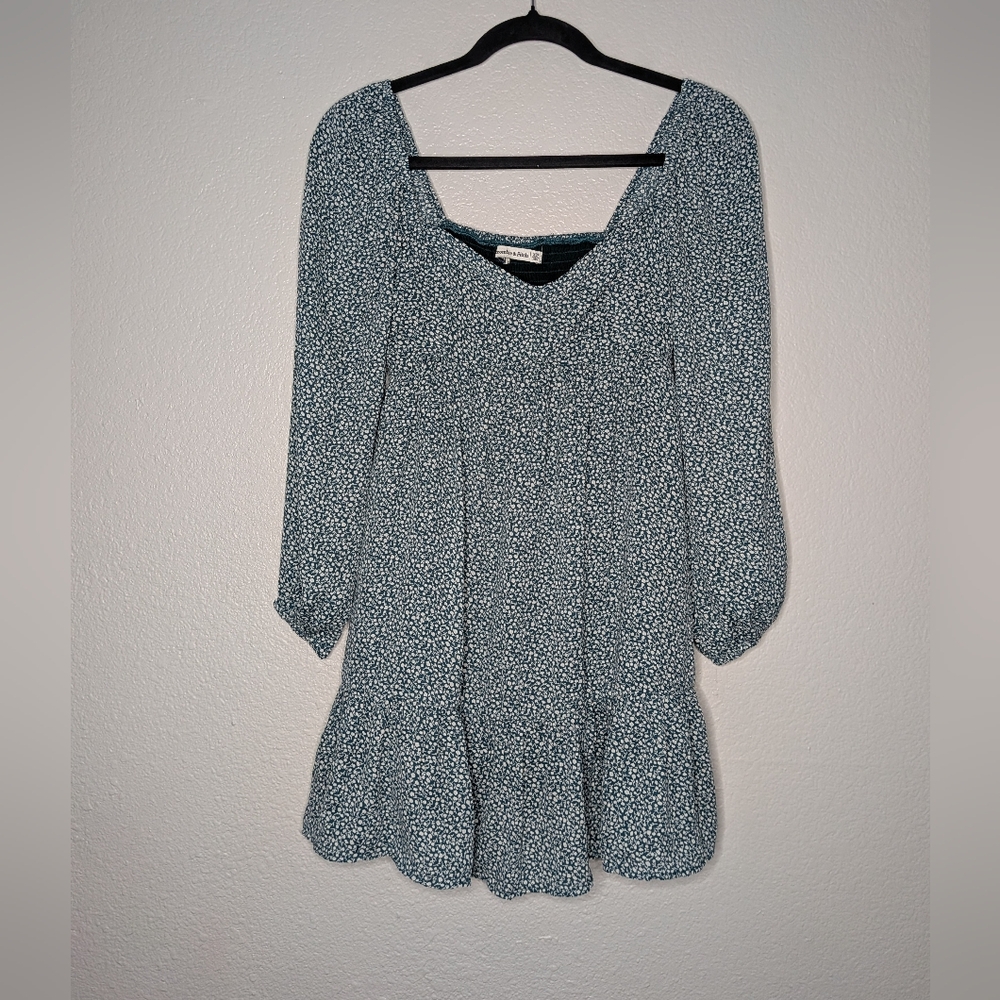 Abercrombie & Fitch Womens Green Mini Floral Babydoll Milkmaid Dress XS
